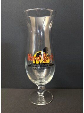 Hard Rock Cafe San Antonio Hurricane Cocktail Glass Palm Tree Tropical Sunset